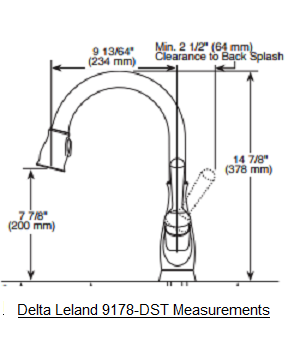 Delta Leland 9178-DST Faucet Measurements