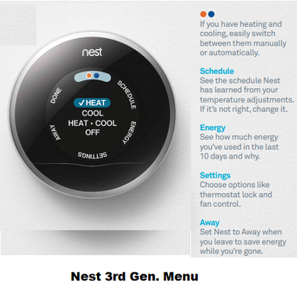 Nest Smart Thermostat Menu