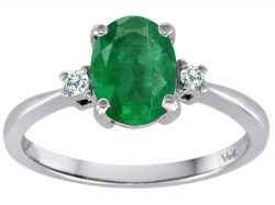 Emerald on White Gold Ring