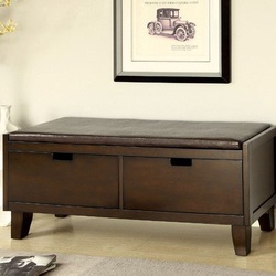 Executive Leatherette Storage Entryway Bench
