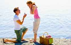 Man proposing with a ring.