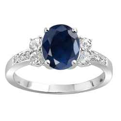 Sapphire on White Gold Ring