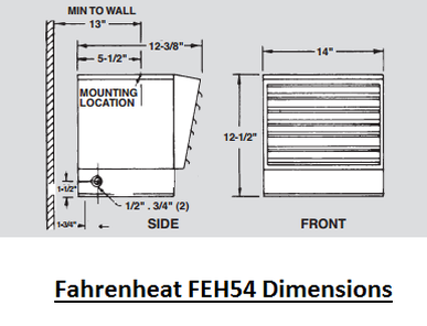 Fahrenheat FUH54 Dimensions